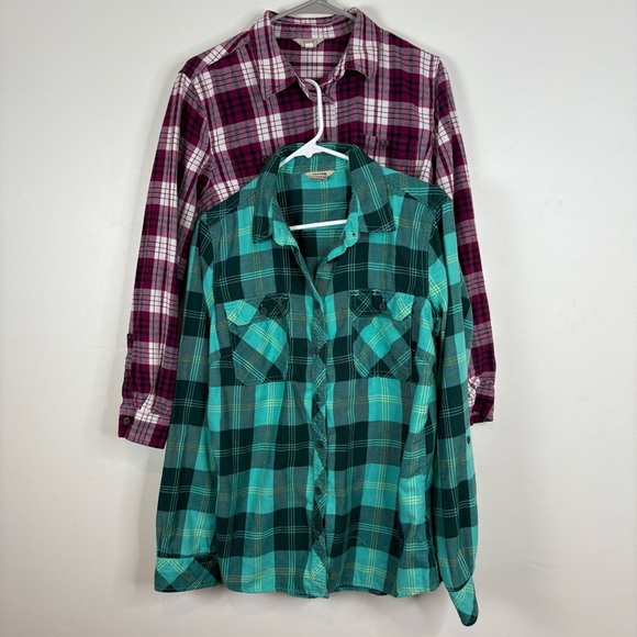 Duluth Trading Set of 2 Women’s Plaid Button-Up Shirts in Flannel Large - Picture 1 of 10